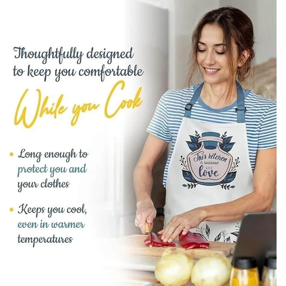 Waterproof Apron for Adults – Adjustable Fit with Deep Pockets, Stylish Cooking